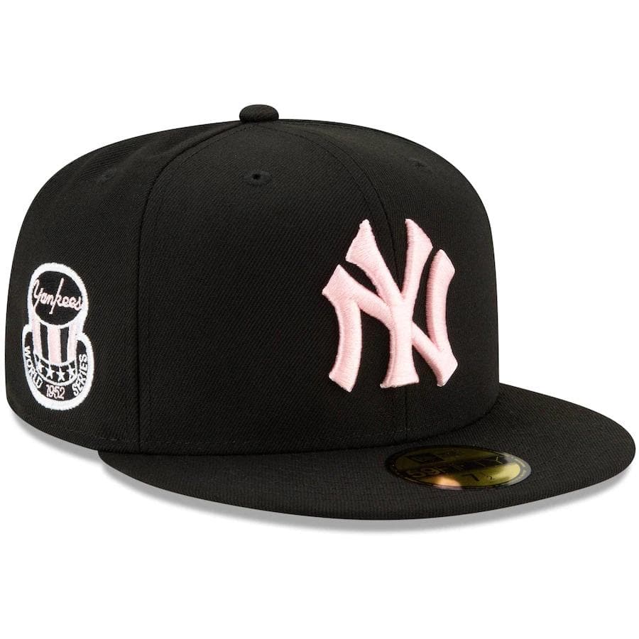 New Era New York Yankees Black 1952 World Series Champions Pink Undervisor 59FIFTY Fitted Hat