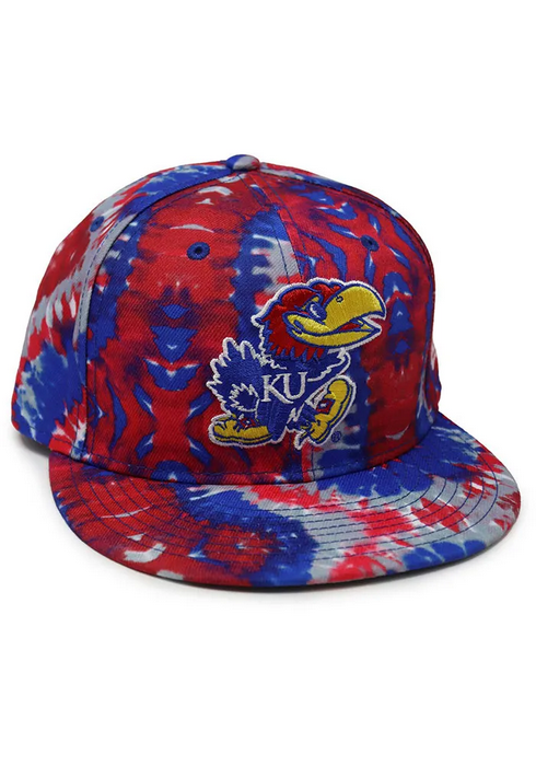New Era Kansas Jayhawks Red/Blue Tie Dye 59FIFTY Fitted Hat