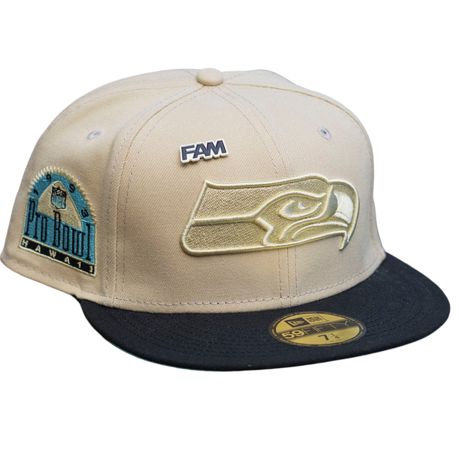 New Era Seattle Seahawks Tan/Vegas Gold/Sea Blue 1993 Pro Bowl 59FIFTY Fitted Hat