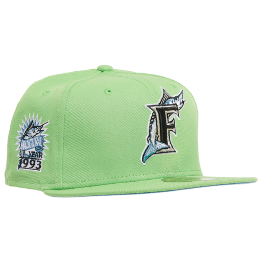 New Era Florida Marlins Lime Green 1993 Inaugural Icy Undervisor 59FIFTY Fitted Hat