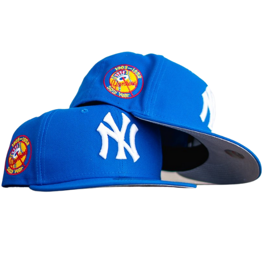 New Era New York Yankees Blue Azure 50th Anniversary 59FIFTY Fitted Hat
