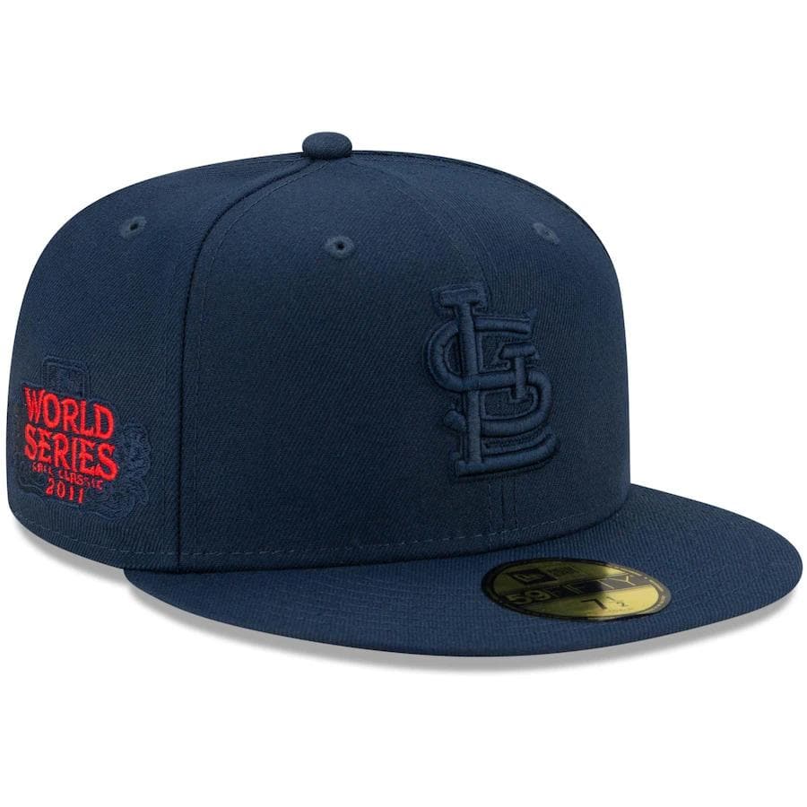 New Era St. Louis Cardinals Navy Cooperstown Collection Oceanside Red Under Visor 59FIFTY Fitted Hat