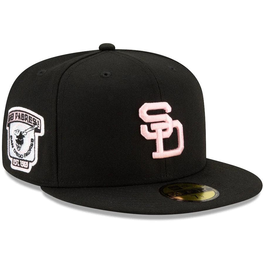 New Era San Diego Padres Black Cooperstown Collection Pink Undervisor 59FIFTY Fitted Hat