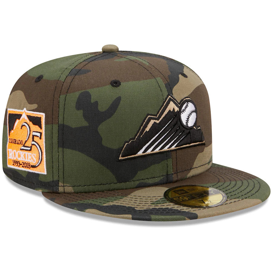 New Era Colorado Rockies Camo 25th Anniversary Flame Undervisor 59FIFTY Fitted Hat