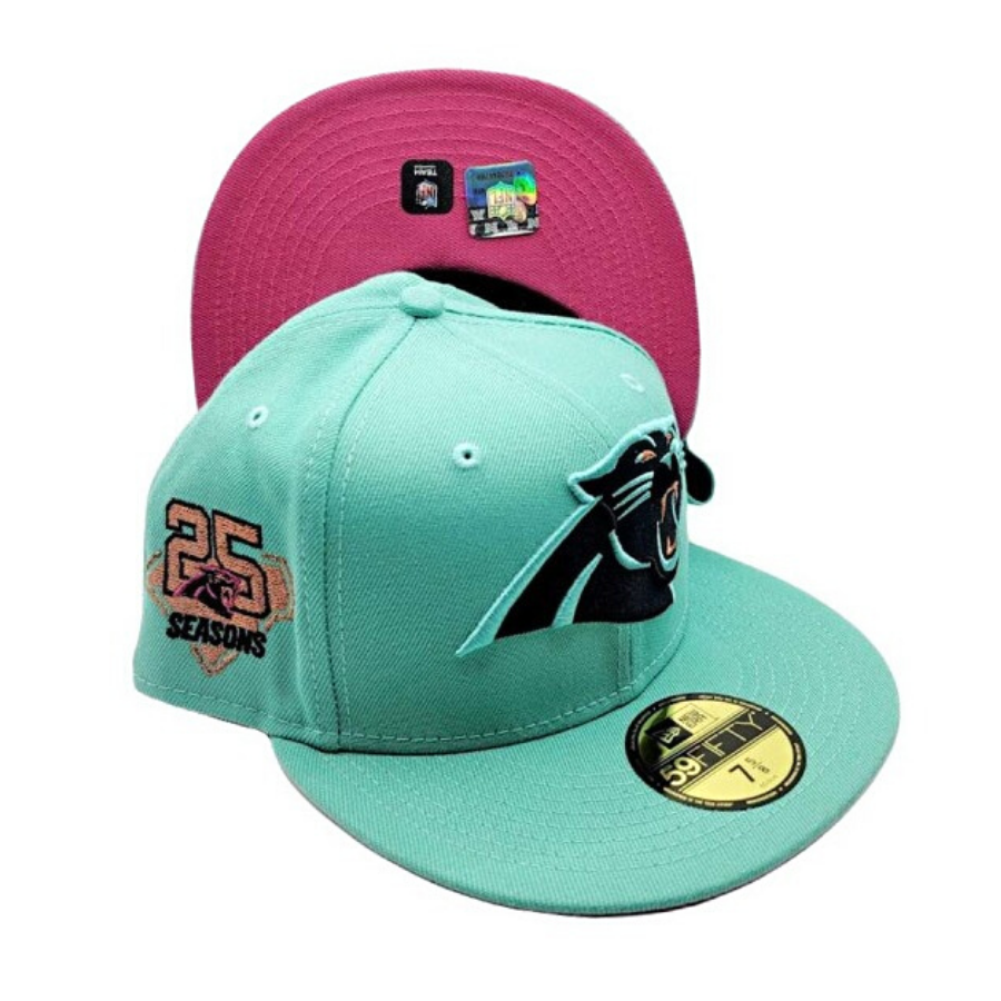 New Era Carolina Panthers Mint/Copper 25 Seasons Hot Pink Undervisor 59FIFTY Fitted Hat