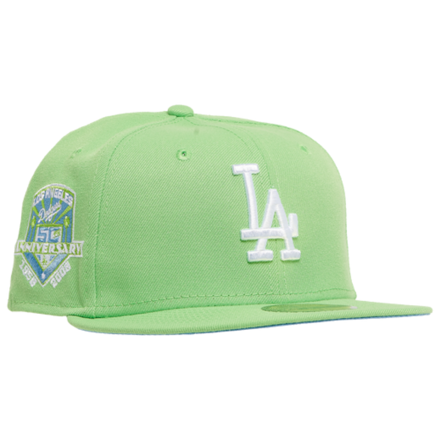 New Era Los Angeles Dodgers Lime Green 50th Anniversary Icy Undervisor 59FIFTY Fitted Hat