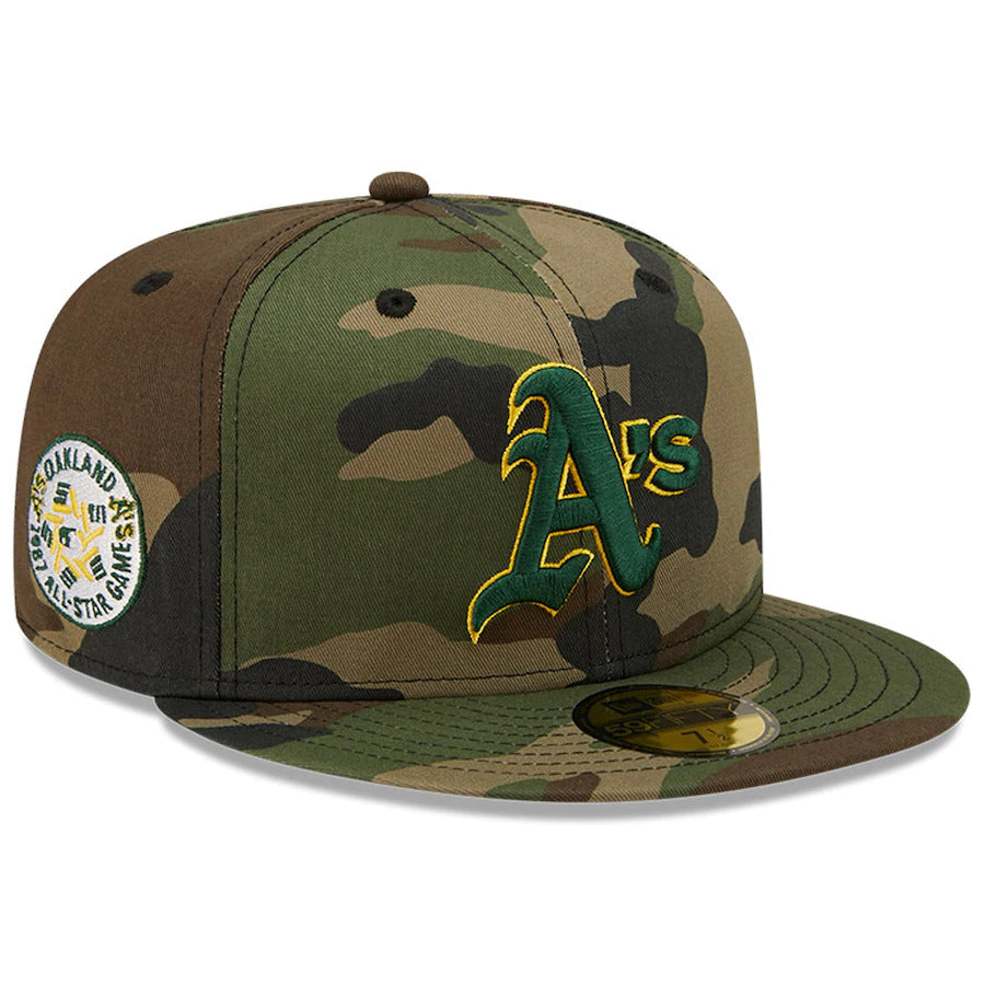 New Era Camo Oakland Athletics 1987 MLB All-Star Game Patch Woodland Undervisor 59FIFTY Fitted Hat