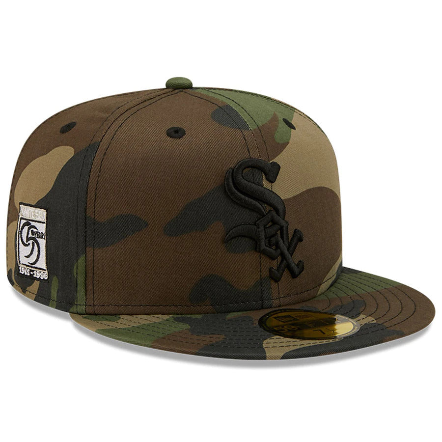 New Era Camo Chicago White Sox 95th Anniversary Patch Woodland Undervisor 59FIFTY Fitted Hat