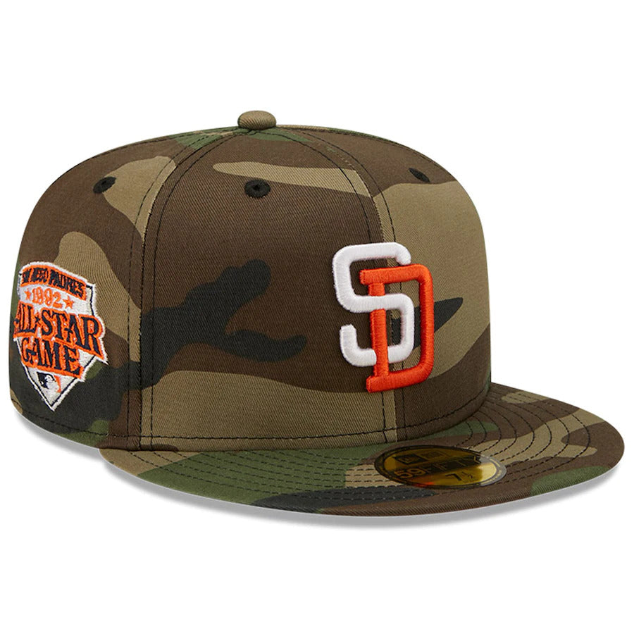 New Era Camo San Diego Padres 1992 MLB All-Star Game Patch Woodland Undervisor 59FIFTY Fitted Hat