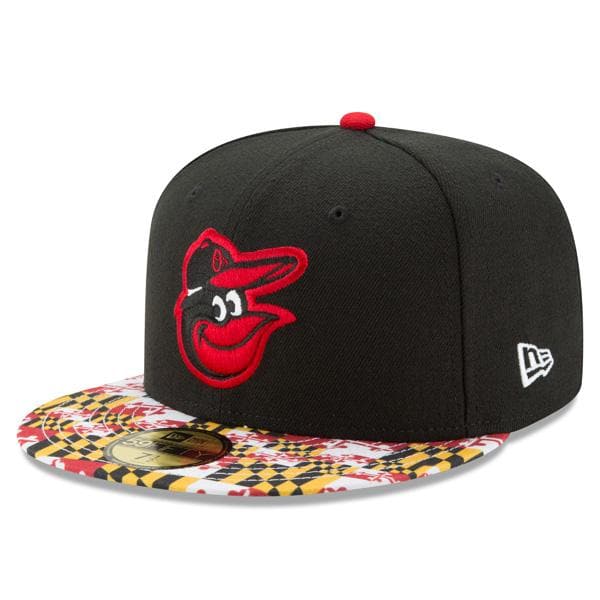 New Era Baltimore Orioles Black/Red Maryland Flag Brim 59Fifty Fitted Hat
