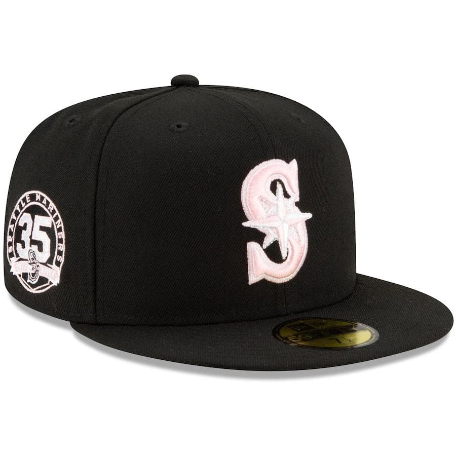 New Era Seattle Mariners Black 35th Season Pink Undervisor 59FIFTY Fitted Hat