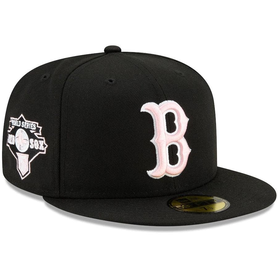 New Era Boston Red Sox Black World Series Pink Undervisor 59FIFTY Fitted Hat
