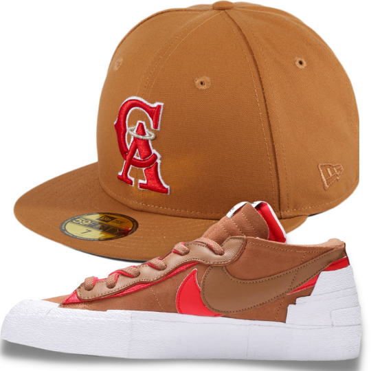 LA Angels Cowboy Pack Fitted Hat w/ Nike sacai x Blazer Low 'British Tan'