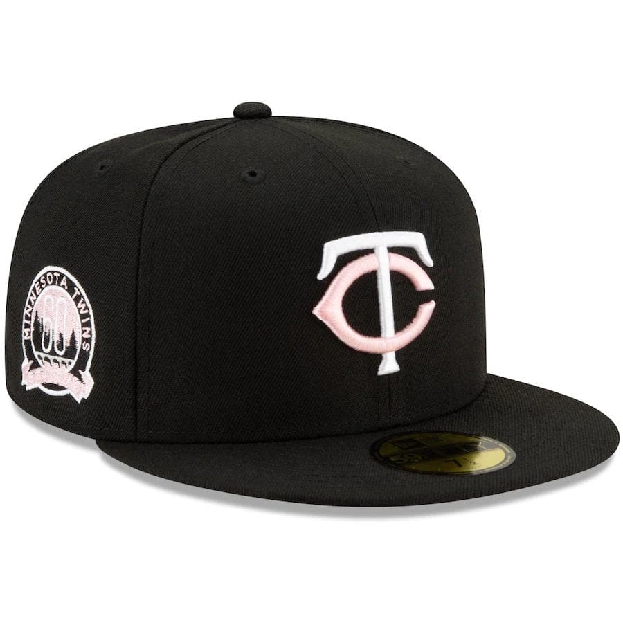 New Era Minnesota Twins Black 60th Season Pink Undervisor 59FIFTY Fitted Hat