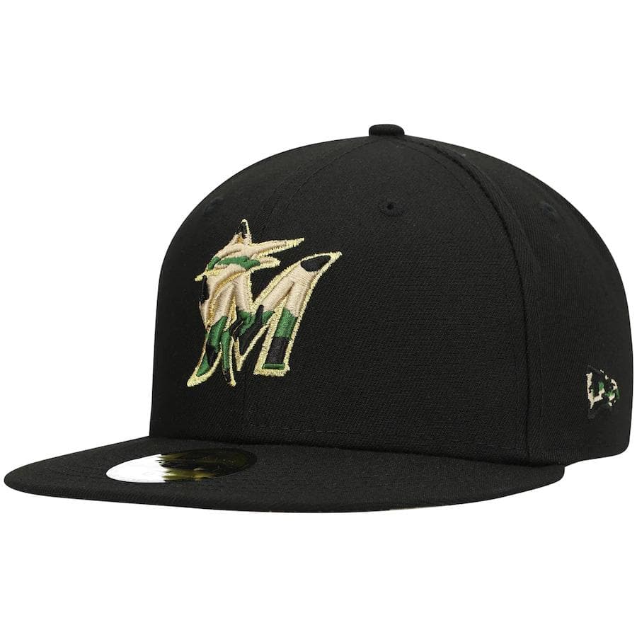 New Era Miami Marlins Pop Camo Undervisor Black 59FIFTY Fitted Hat