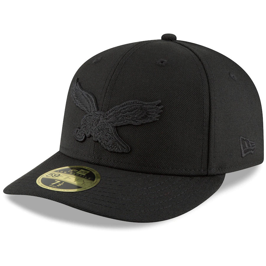 New Era Philadelphia Eagles Black Throwback Logo Low Profile 59FIFTY Fitted Hat
