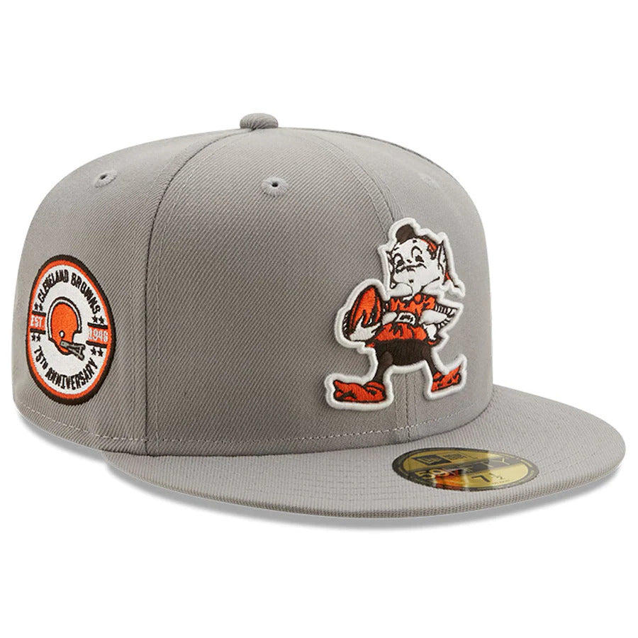 New Era Cleveland Browns 75th Anniversary Side Patch Gray 59FIFTY Fitted Hat