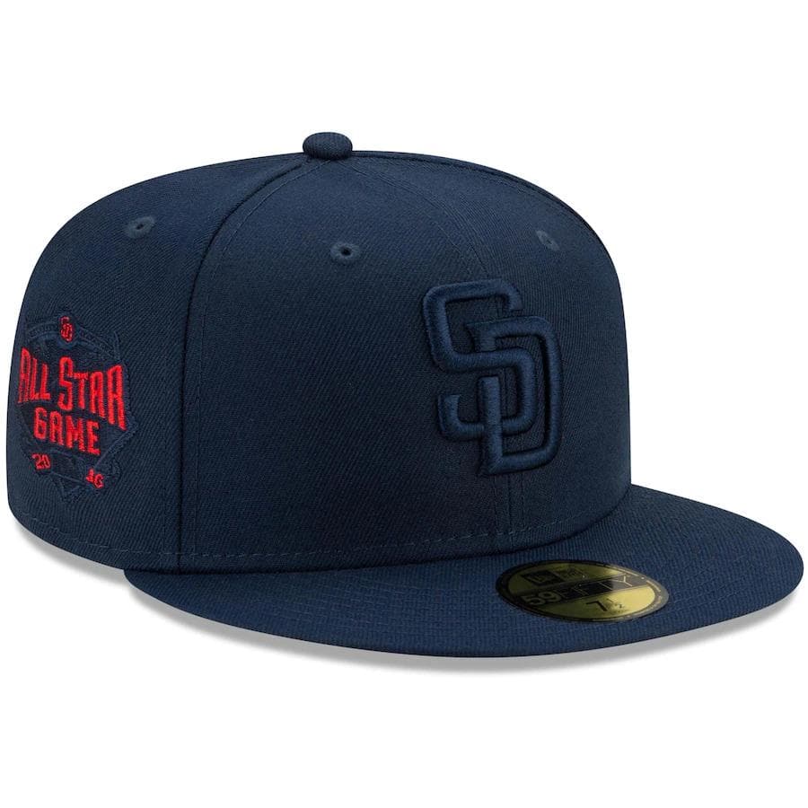New Era San Diego Navy Cooperstown Collection Oceanside Red Under Visor 59FIFTY Fitted Hat