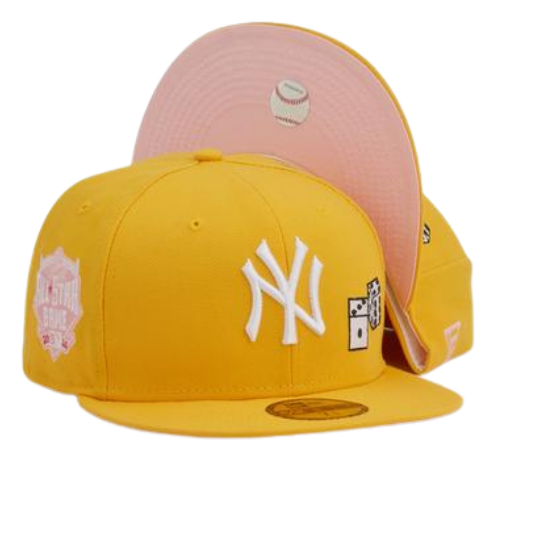 Yellow New York Fitted Hat Pink Brim Pro Standard MLB New York