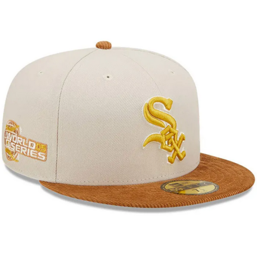 New Era Chicago White Sox Cream/Brown Corduroy Visor 2022 59FIFTY Fitted Hat