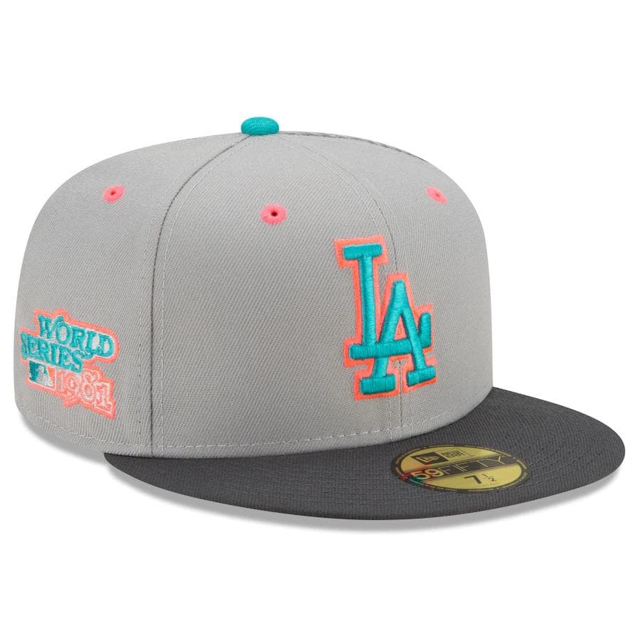 New Era Grey Los Angeles Dodgers Hot Pink Undervisor 59FIFTY Fitted Hat