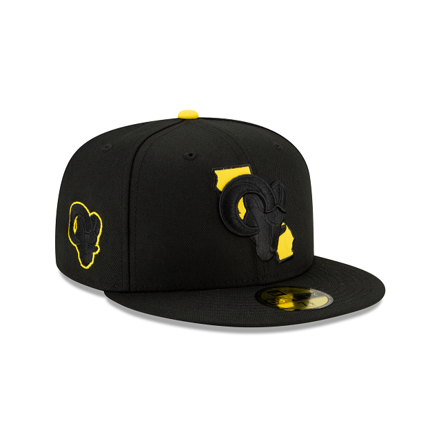 New Era Los Angeles Rams State Logo Reflect Yellow Bottom Fitted Hat