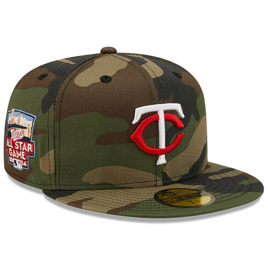 New Era Camo Minnesota Twins 2014 MLB All-Star Game Patch Woodland Undervisor 59FIFTY Fitted Hat