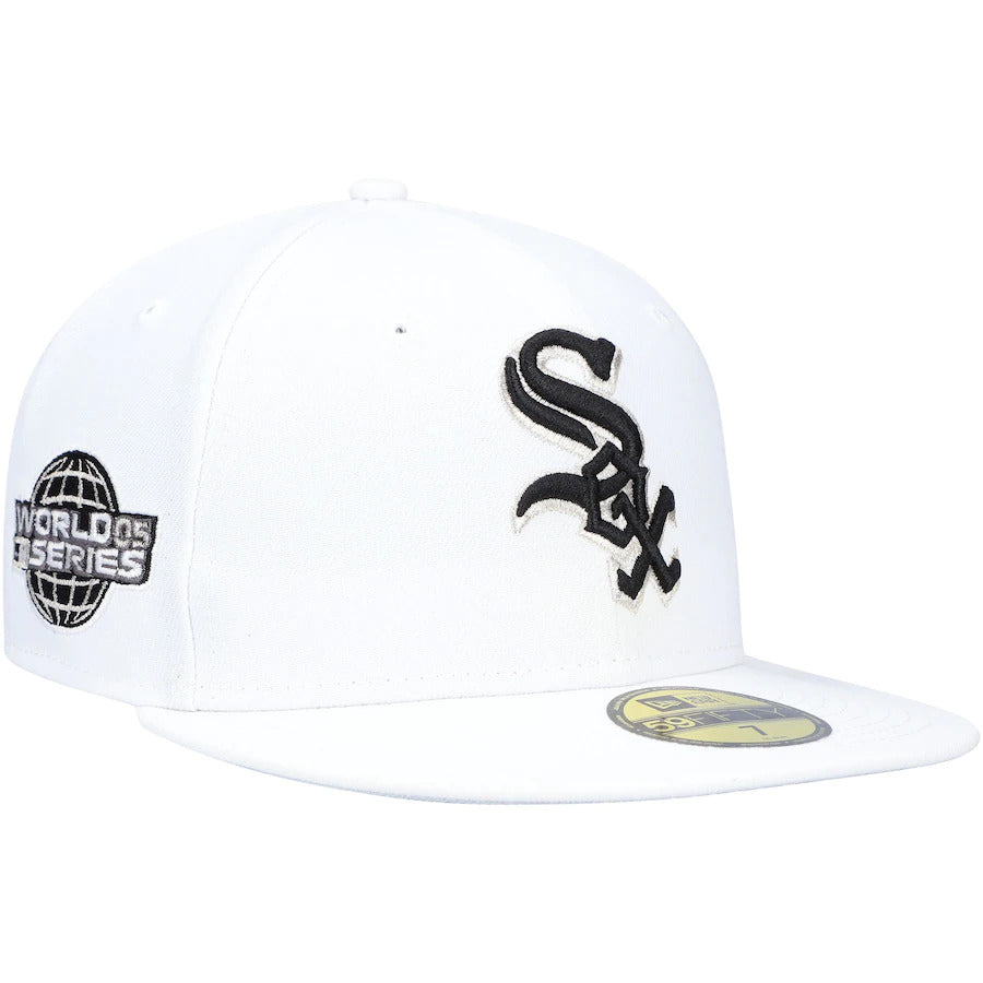 New Era White Chicago White Sox 2005 World Series Patch Undervisor 59FIFTY Fitted Hat