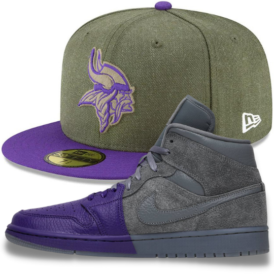 New Era Minnesota Vikings Salute To Service Fitted Hat w/ Sheila Rashid x Air Jordan 1 Mid 'Unite' Matching Sneakers