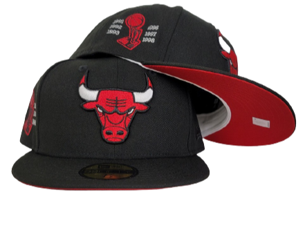 New Era Chicago Bulls Black/Red Bottom 6X Champions 59Fifty Fitted Hat