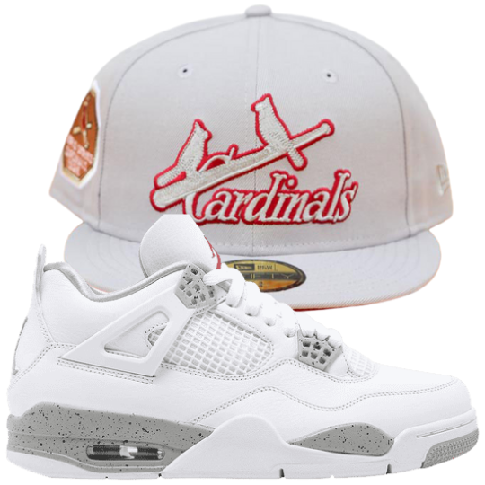 New Era St Louis Cardinals Grey/Red 1926 Fitted Hat w/ Air Jordan 4 Retro 'White Oreo'