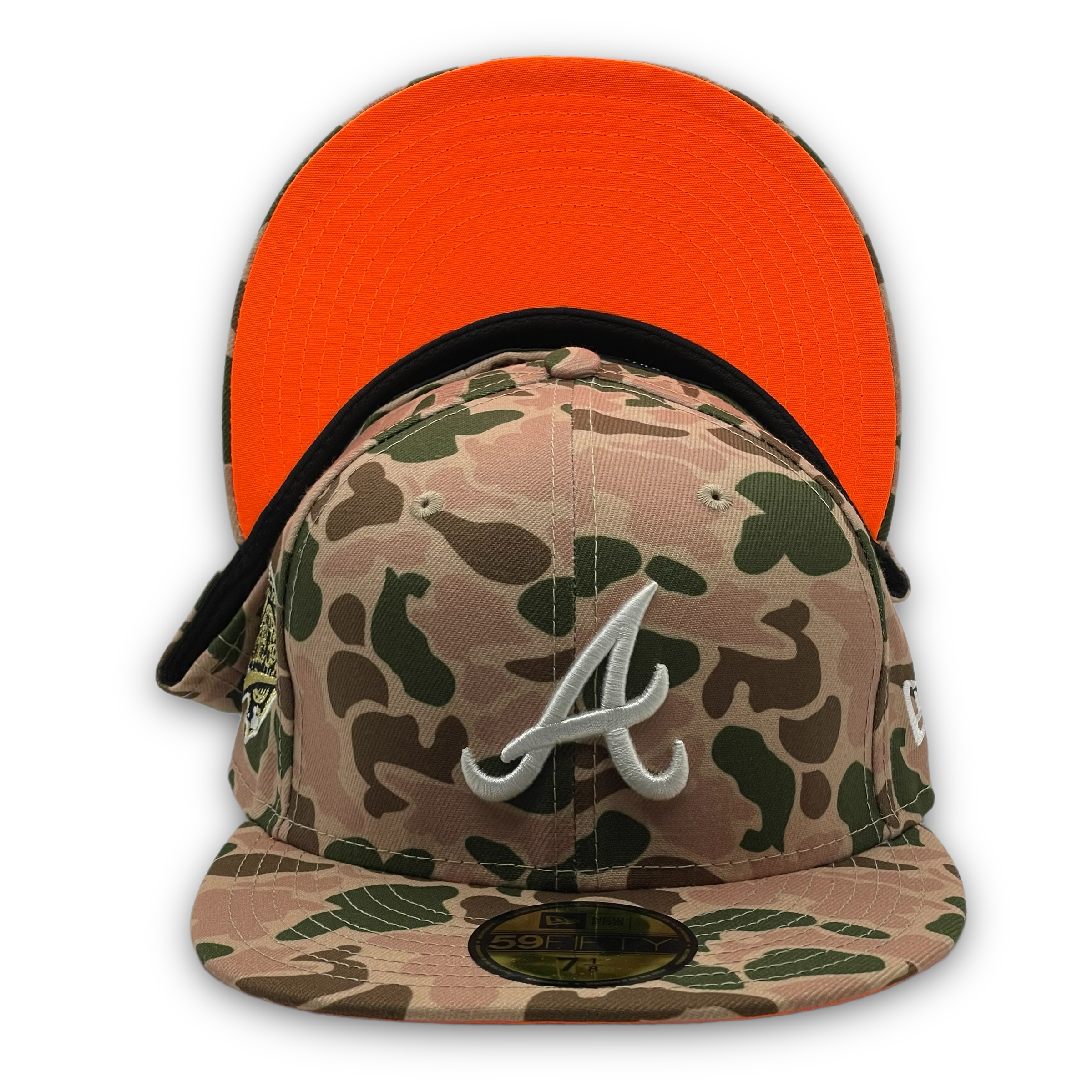 Atlanta Braves Hat Fitted Large MLB Cap Twin Franchise Distress Camo