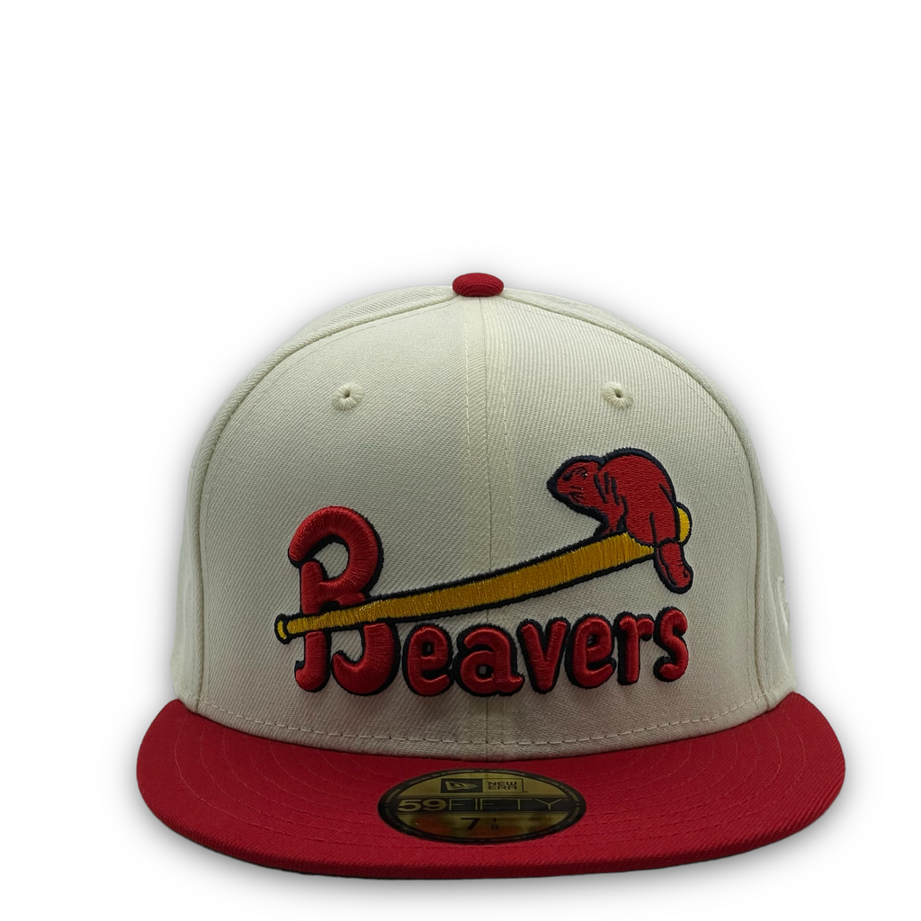 New Era Portland Beavers 1956 Jersey Front Chrome/Red 59FIFTY Fitted Hat
