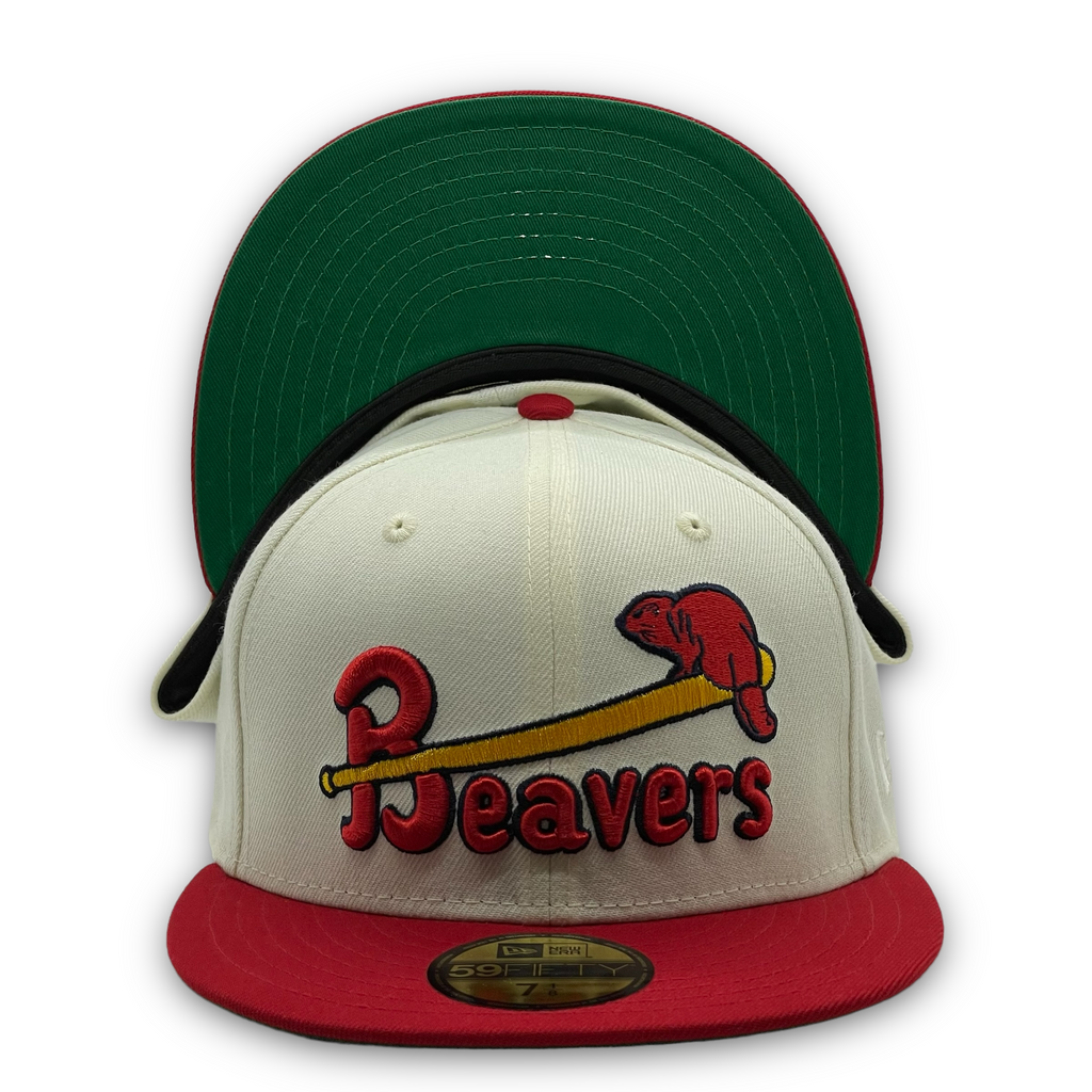 New Era Portland Beavers 1956 Jersey Front Chrome/Red 59FIFTY Fitted Hat