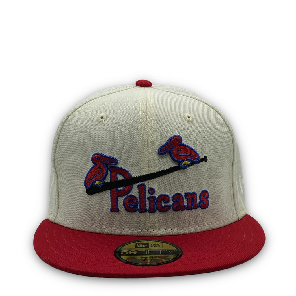 New Era New Orleans Pelicans 1942 Jersey Front Chrome/Red 59FIFTY Fitted Hat
