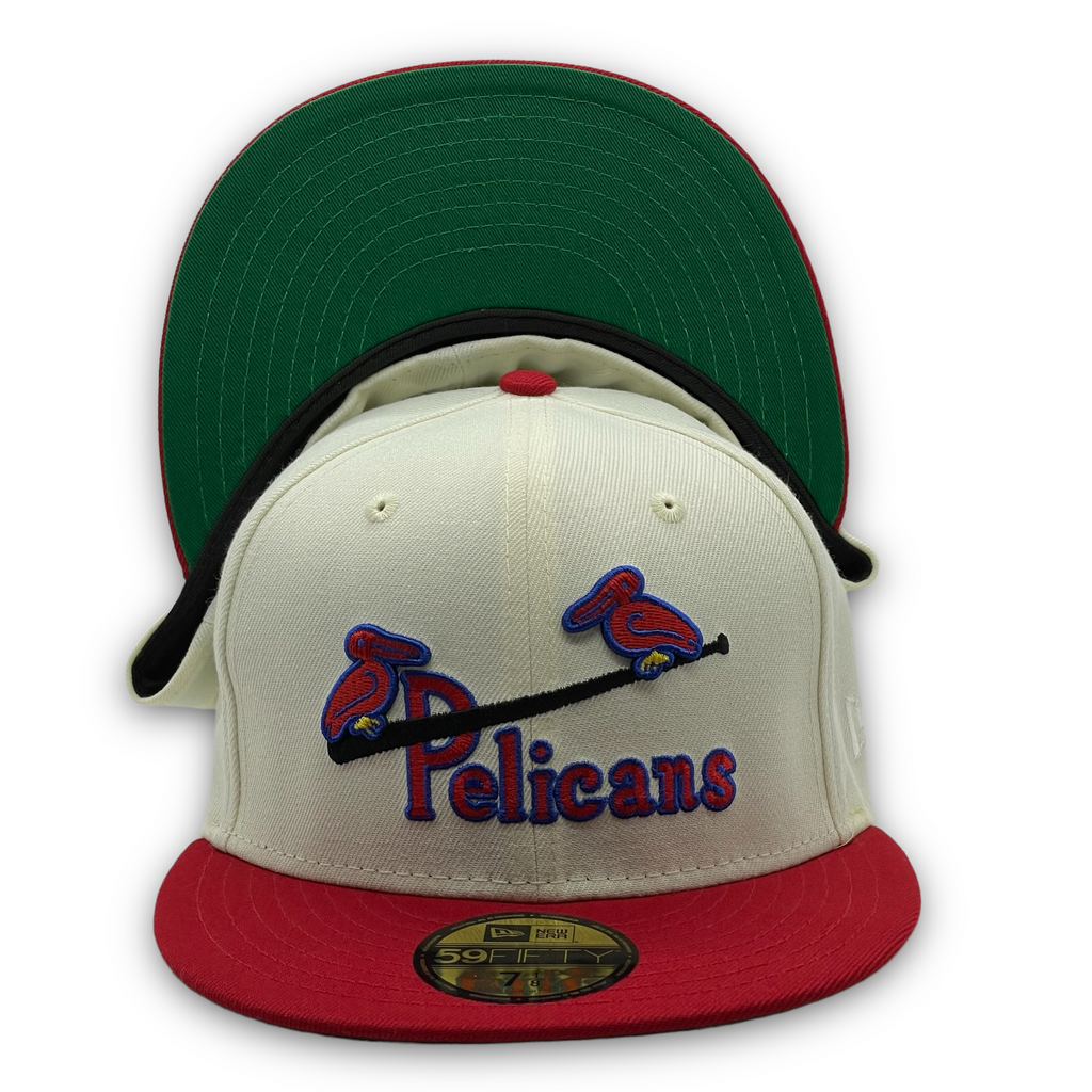 New Era New Orleans Pelicans 1942 Jersey Front Chrome/Red 59FIFTY Fitted Hat