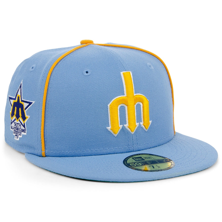 Mariners Powder Blue New Era x Lids HD Seattle Mariners Powder Blue Pipe 2022 59FIFTY Fitted Cap
