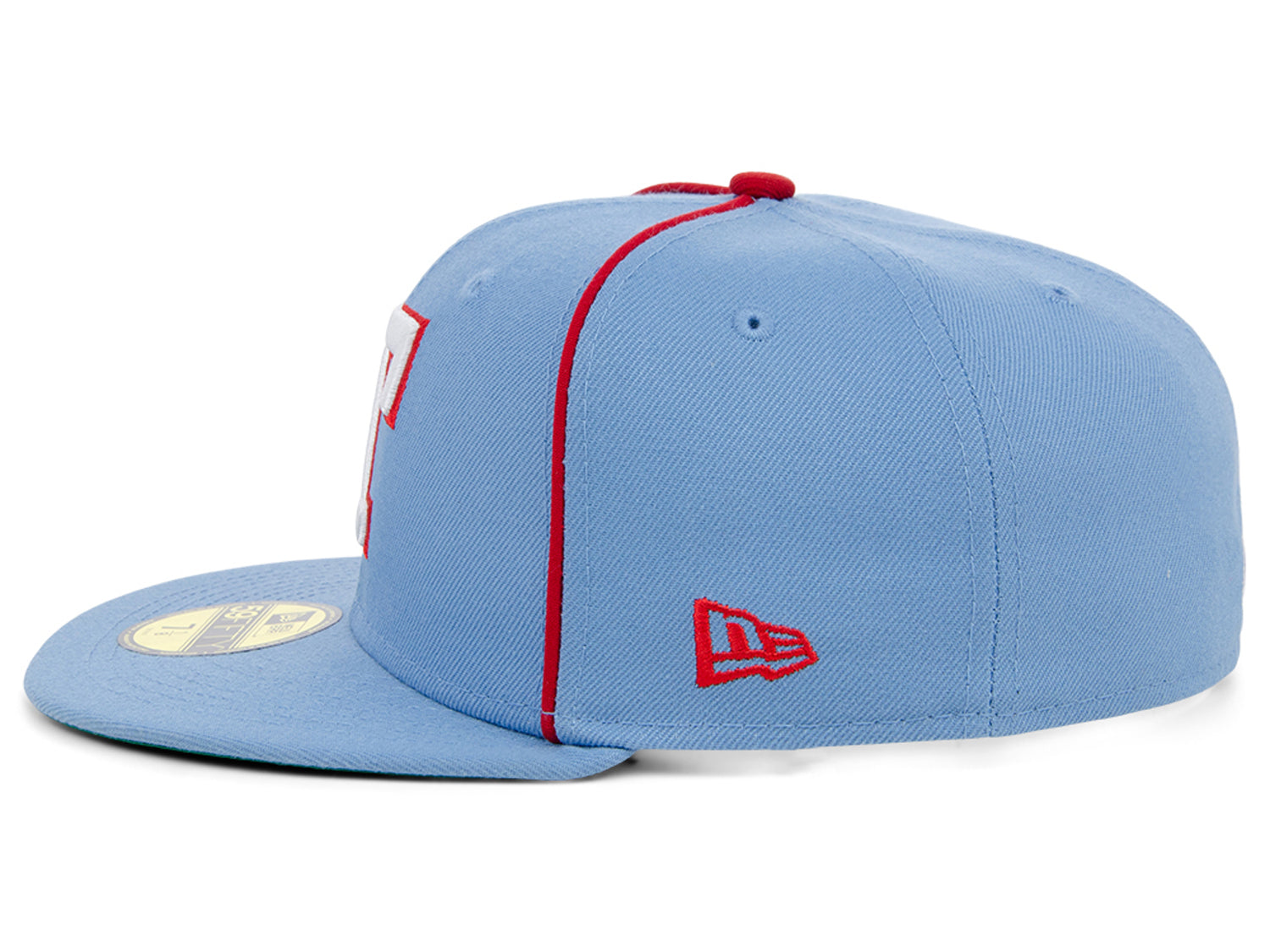 Teaxas Rangers Powder Blue New Era x Lids HD Texas Rangers Powder Blue Pipe 2022 59FIFTY Fitted Cap