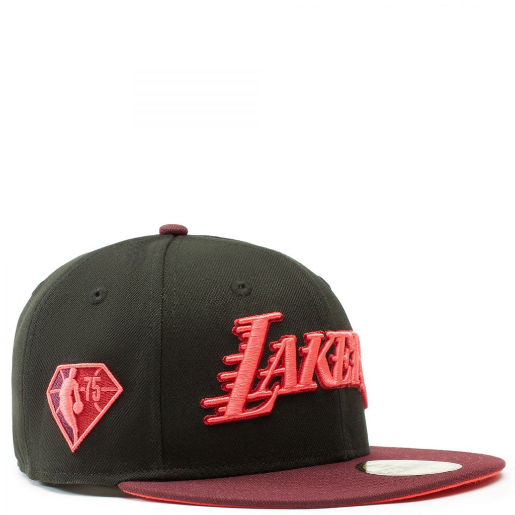 New Era Los Angeles Lakers Black/Maroon 75th Anniversary 59FIFTY Fitted Hat