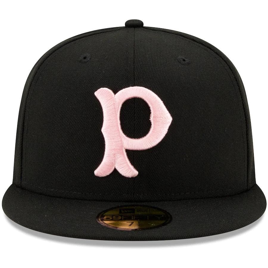 New Era Pittsburgh Pirates Black 1909 World Series Champions Pink Undervisor 59FIFTY Fitted Hat