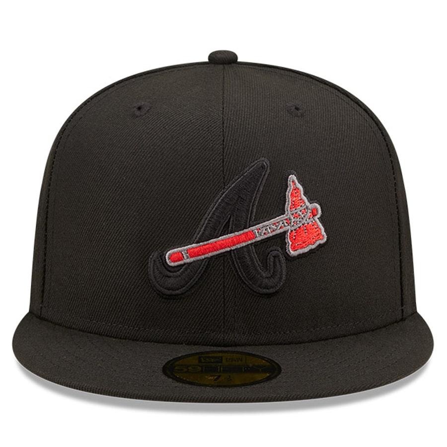 New Era Black Atlanta Braves SunTrust Park Inaugural Season Patch Blackout Pop Undervisor 59FIFTY Fitted Hat