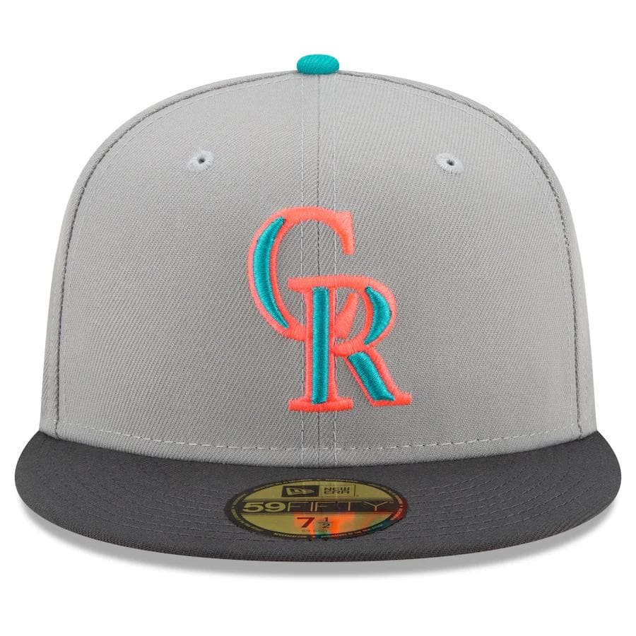 New Era Grey Colorado Rockies Hot Pink Undervisor 59FIFTY Fitted Hat