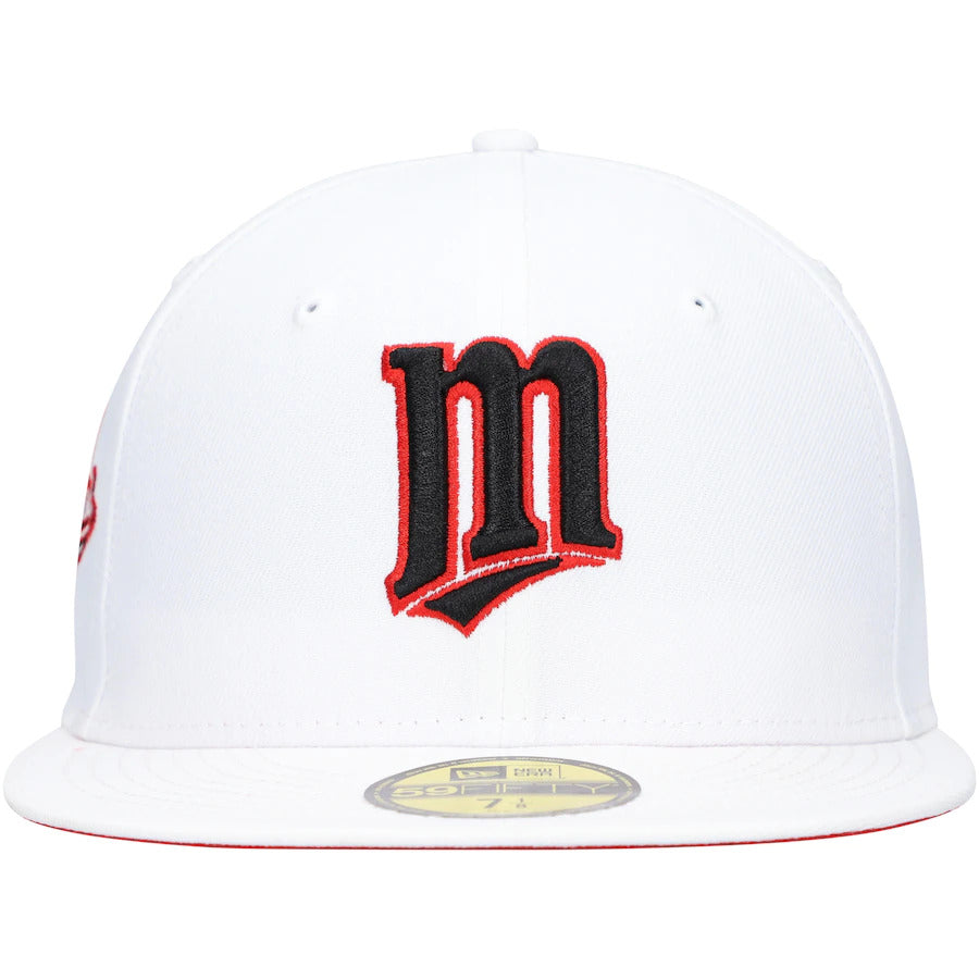 New Era White Minnesota Twins 1991 World Series Patch Red Undervisor 59FIFTY Fitted Hat