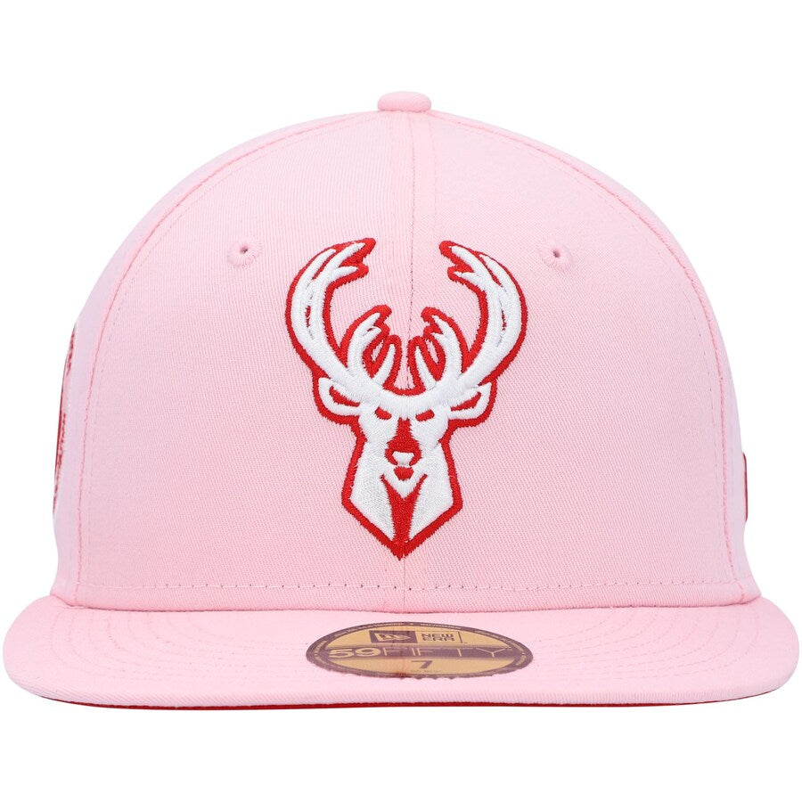 New Era Milwaukee Bucks Pink/Red Candy Cane 59FIFTY Fitted Hat