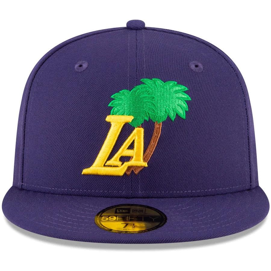 New Era Los Angeles Lakers Purple Icon Pink Bottom 59FIFTY Fitted Hat
