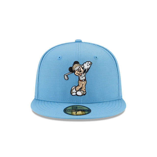 New Era Mickey Mouse Golfing Sky Blue 59FIFTY Fitted Hat