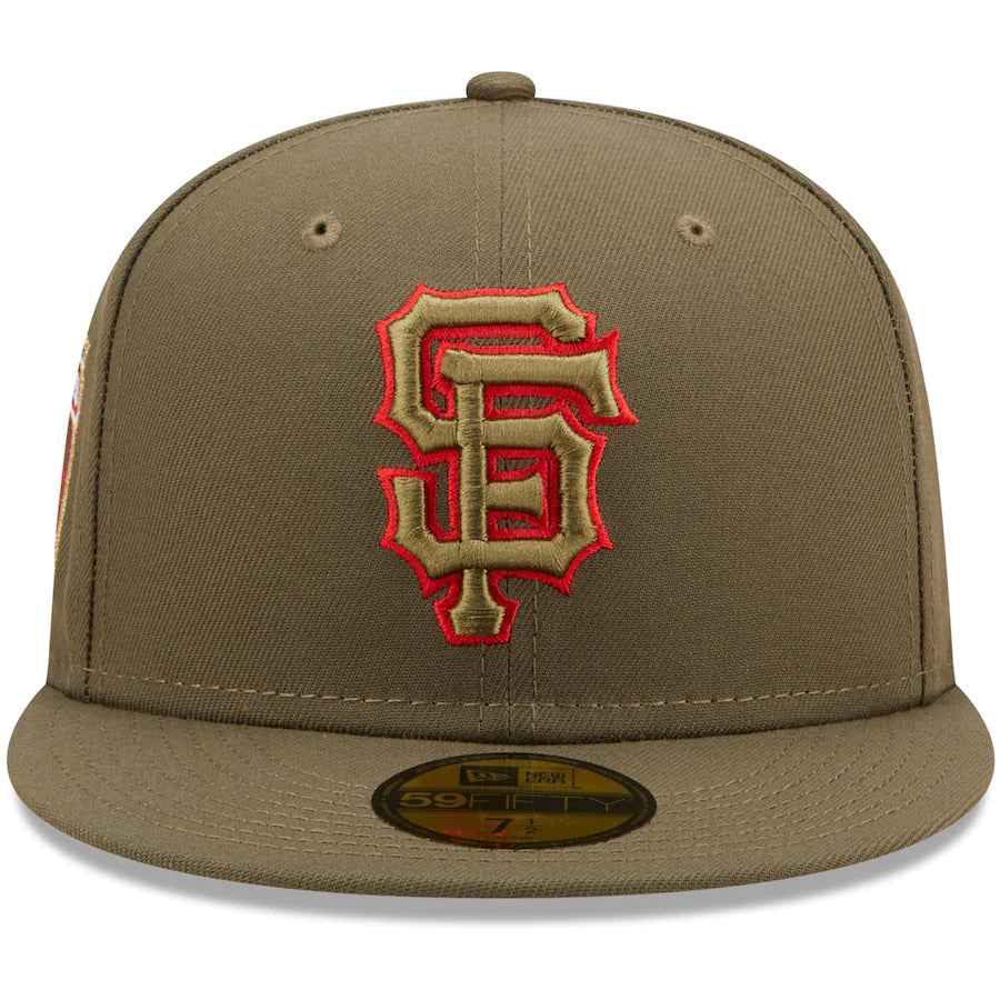 New Era San Francisco Giants Olive 2010 World Champions Scarlet Undervisor 59FIFTY Fitted Hat