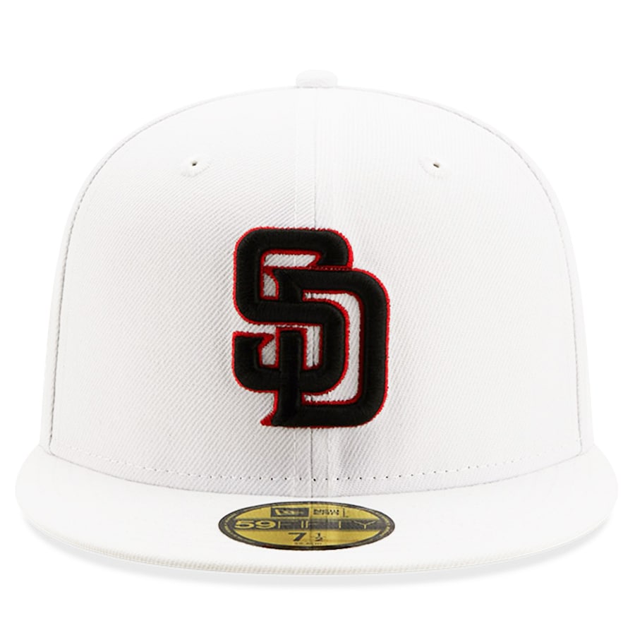 New Era White San Diego Padres 50th Anniversary Patch Red Undervisor 59FIFTY Fitted Hat
