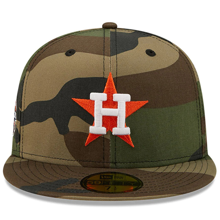New Era Camo Houston Astros 45th Anniversary Patch Woodland Undervisor 59FIFTY Fitted Hat