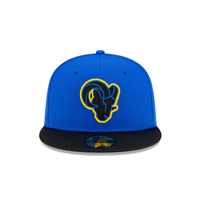 New Era Los Angeles Rams NFL Sideline Road 2021 Blue/Yellow 59FIFTY Fitted Hat